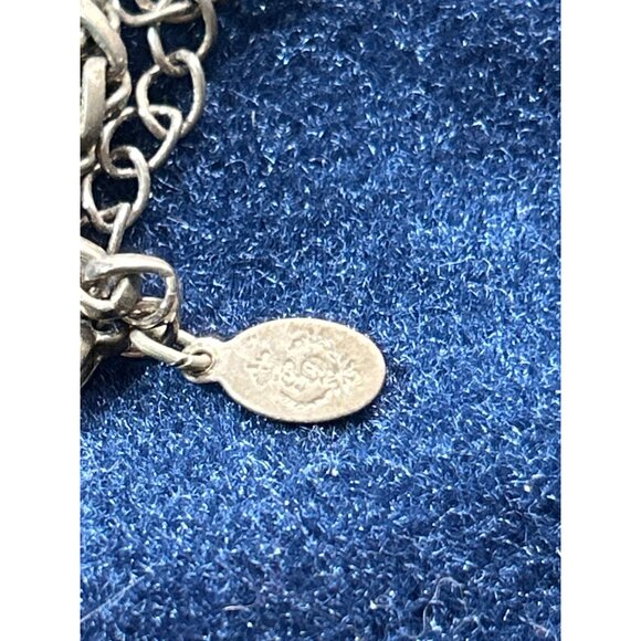 Vintage Silver Plated Braided Chain Necklace With Floral Charm Premier Design - Picture 5 of 5